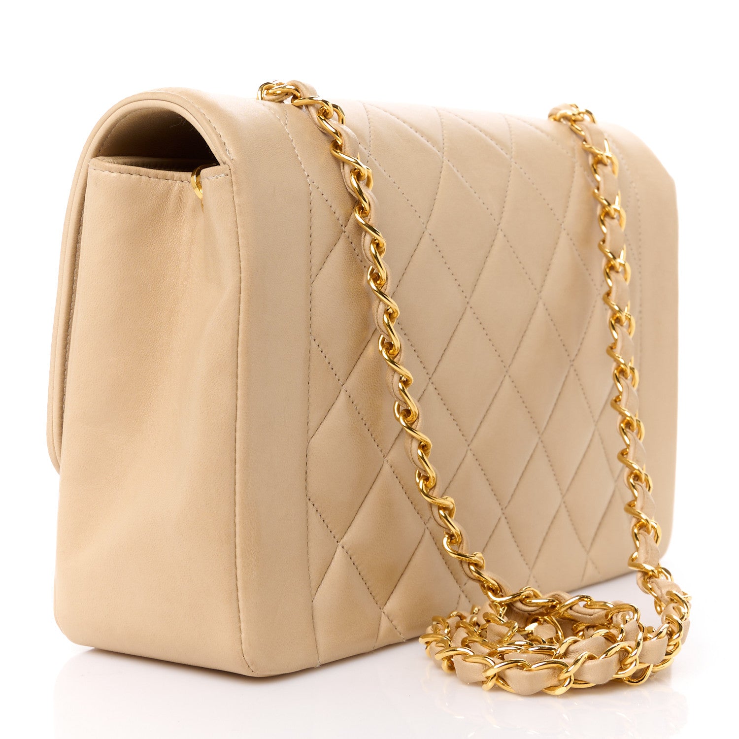 Chanel Lambskin Quilted Medium Single Flap Beige 3 of 12