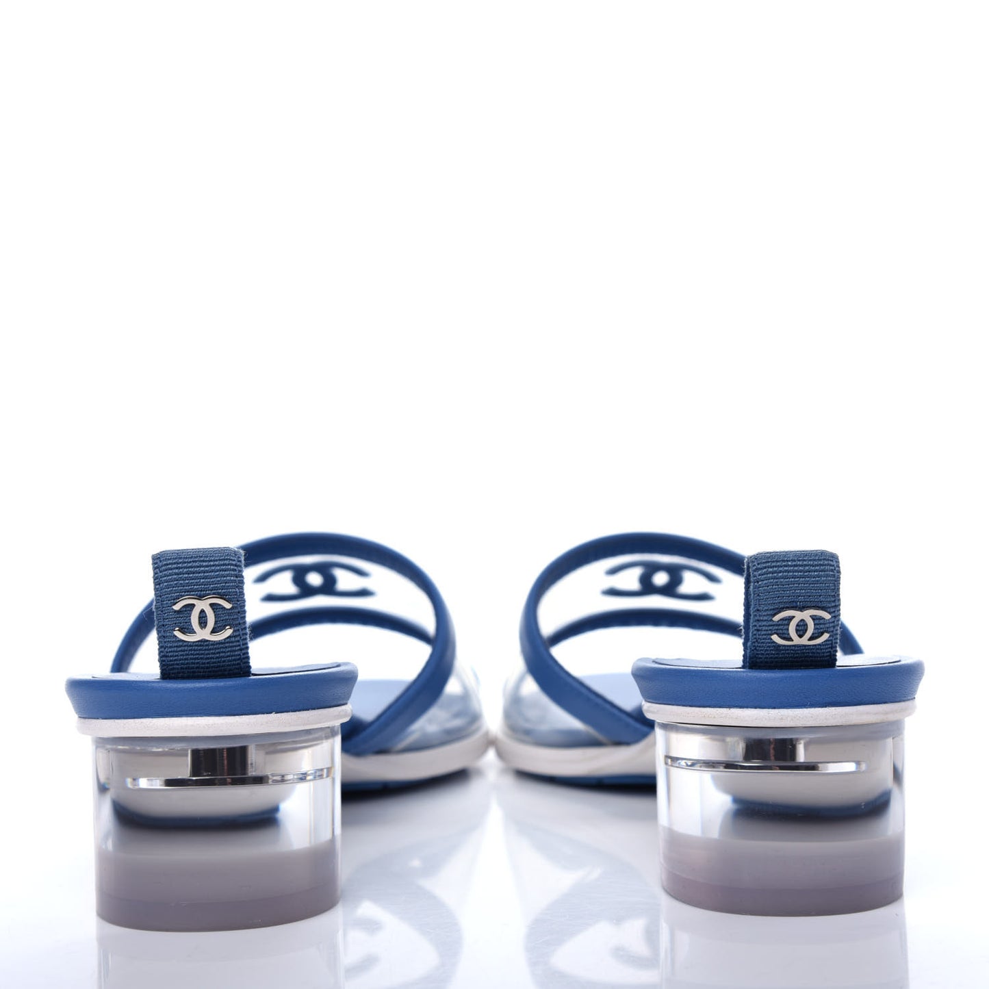 Lambskin PVC Logo Mule 37 Transparent Blue