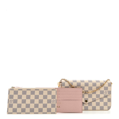 Louis Vuitton Damier Azur Pochette Felicie Chain Wallet Rose Ballerine 3 of 11