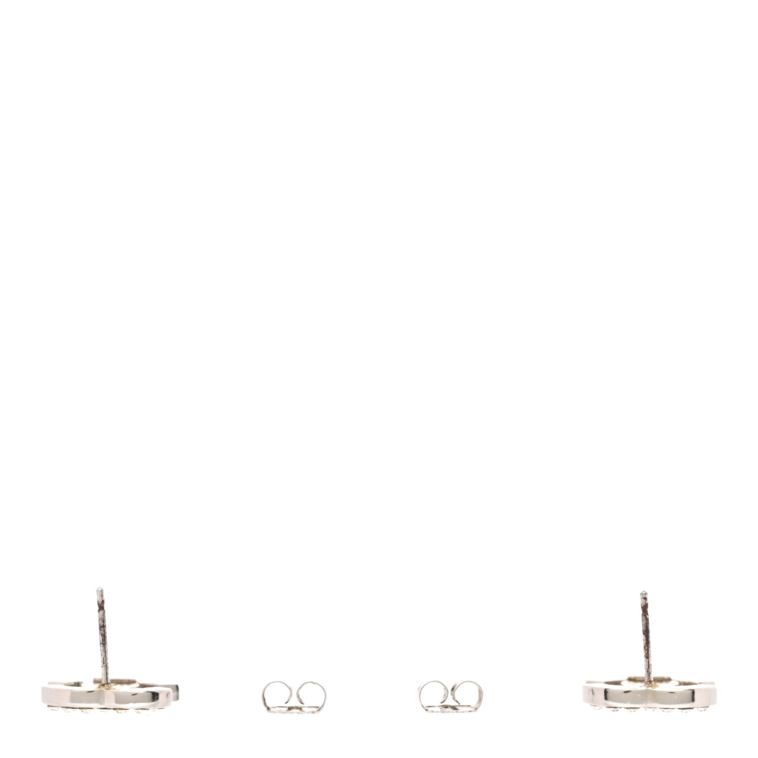 Chanel Crystal Mini Timeless CC Earrings Silver 3 of 5