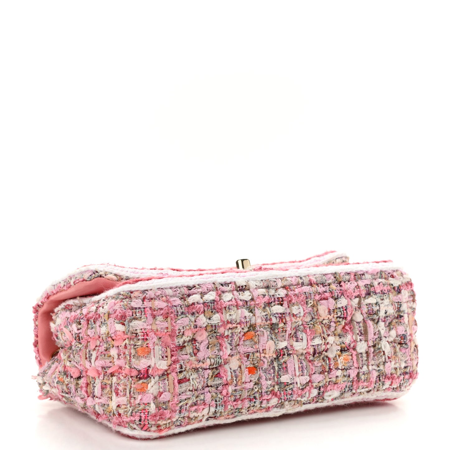 Tweed Braid Mini Flap White Pink