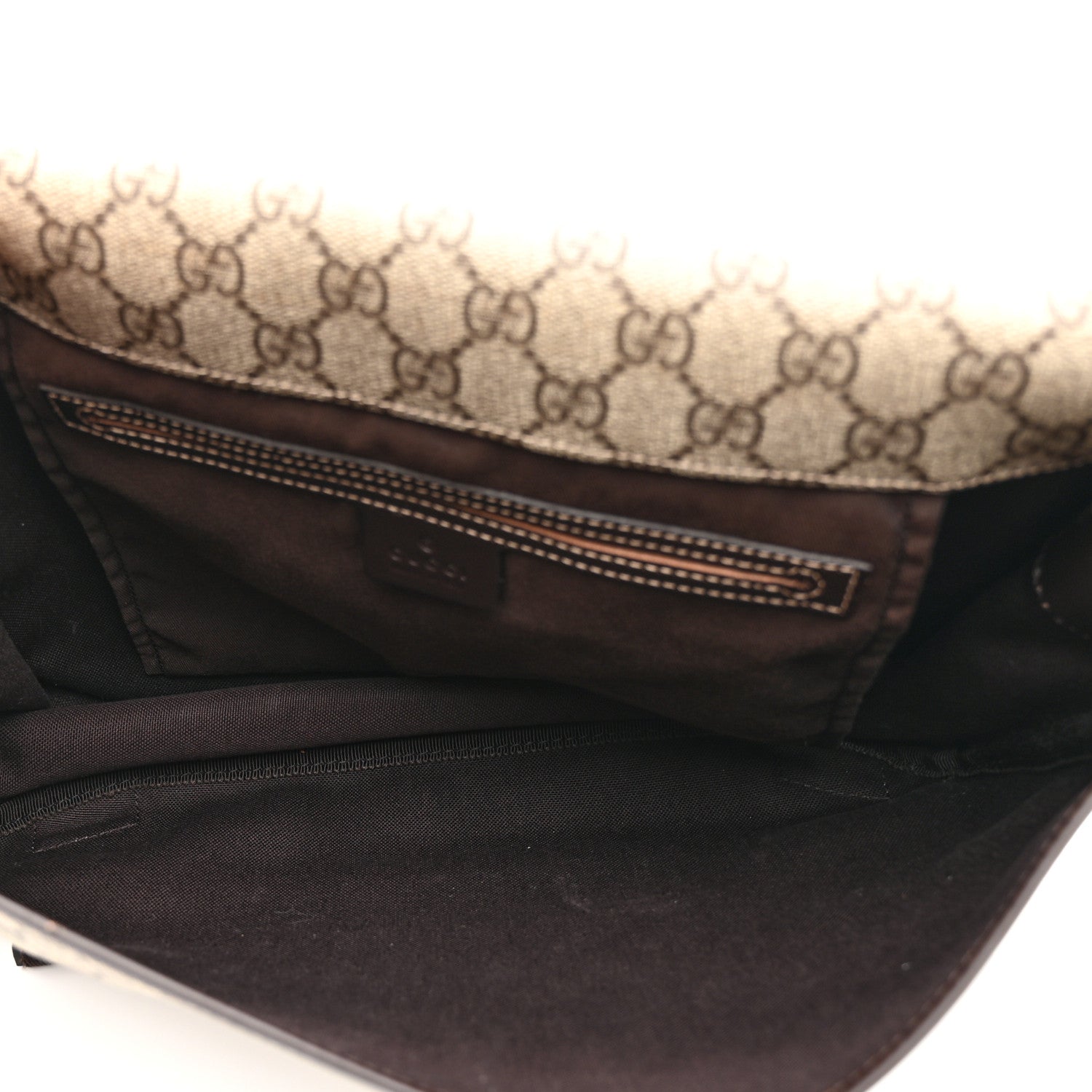 Gucci GG Plus Monogram Medium Double Buckle Flap Messenger Bag Beige Dark Brown 5 of 10