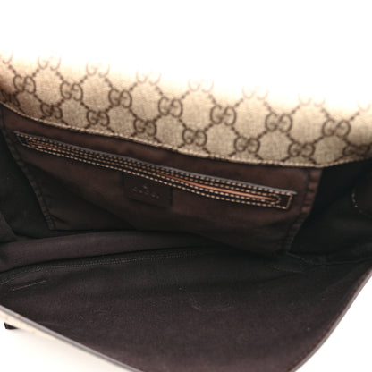 Gucci GG Plus Monogram Medium Double Buckle Flap Messenger Bag Beige Dark Brown 5 of 10