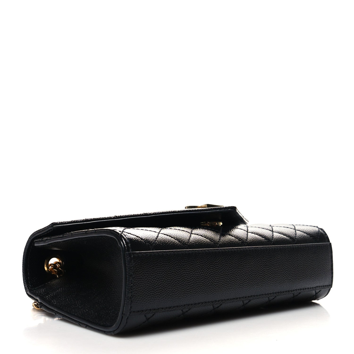 Saint Laurent Grain De Poudre Textured Mixed Matelasse Triquilt Small Monogram Satchel Black 4 of 11