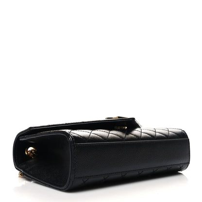 Saint Laurent Grain De Poudre Textured Mixed Matelasse Triquilt Small Monogram Satchel Black 4 of 11