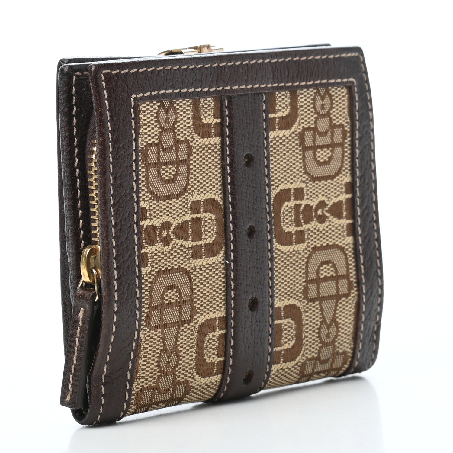 Gucci Monogram Buckle Compact Wallet Brown 3 of 9