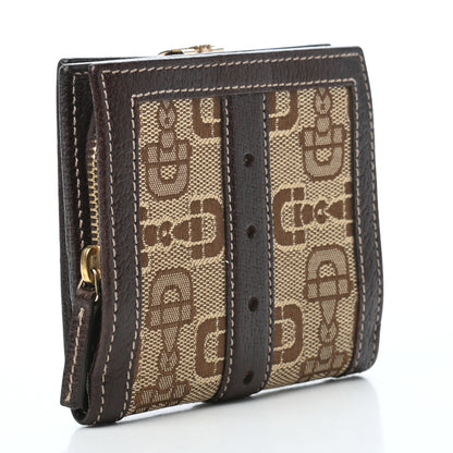 Gucci Monogram Buckle Compact Wallet Brown 3 of 9
