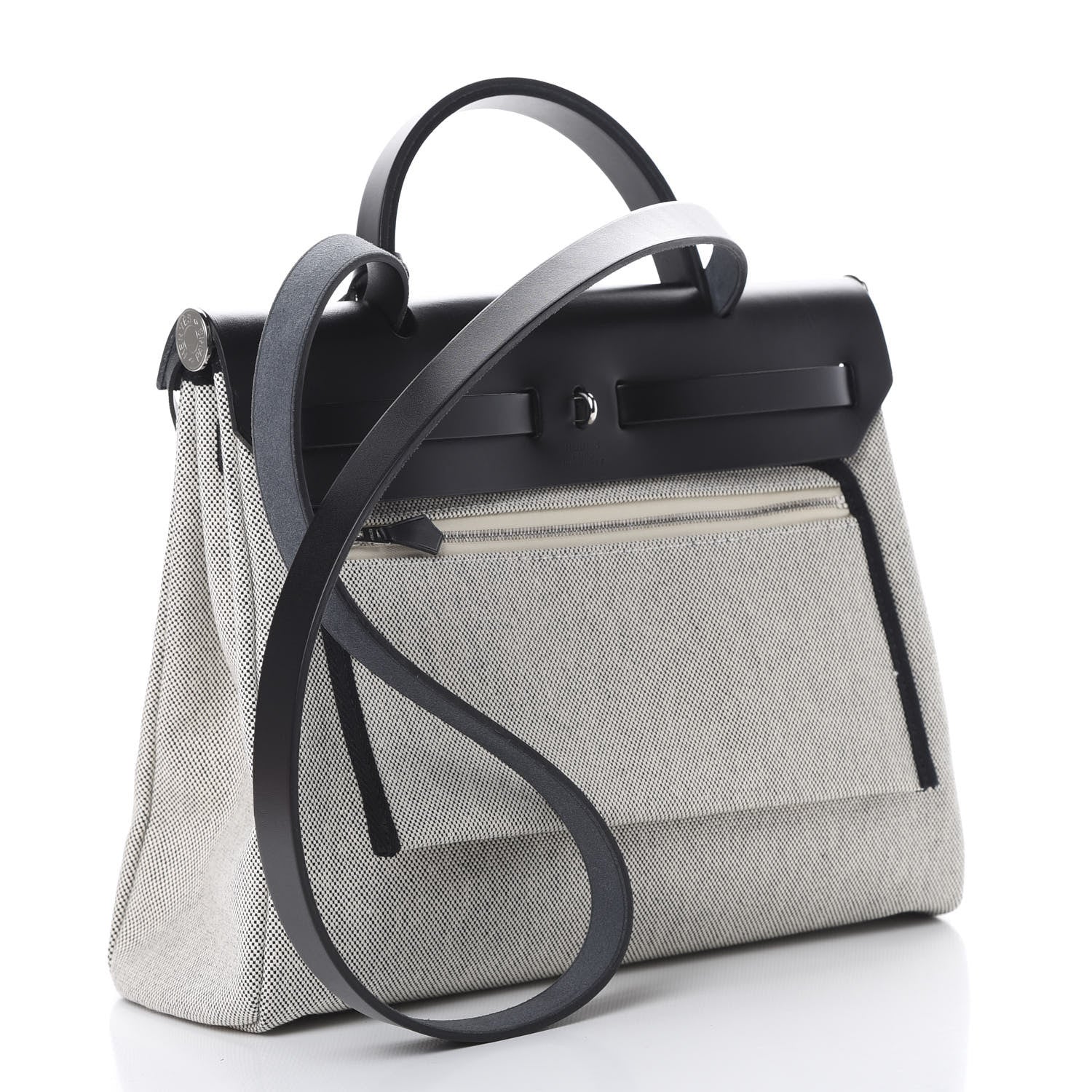 Hermes Vache Hunter Toile H Pegase Pop Herbag Zip Retourne 31 PM Bleu Indigo Ecru Black 3 of 12