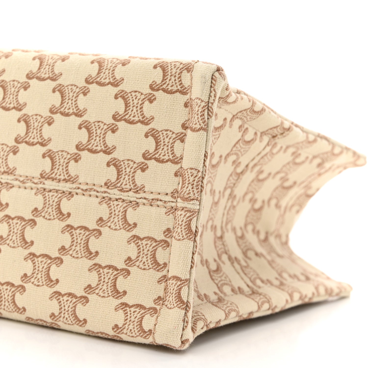 Celine Canvas Calfskin Triomphe Print Small Cabas Thais White 9 of 9