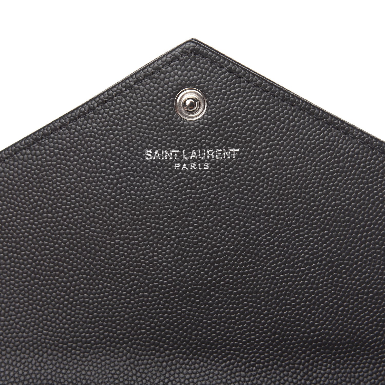 Saint Laurent Grain De Poudre Matelasse Chevron Monogram Envelope Chain Wallet Dark Smog 8 of 11