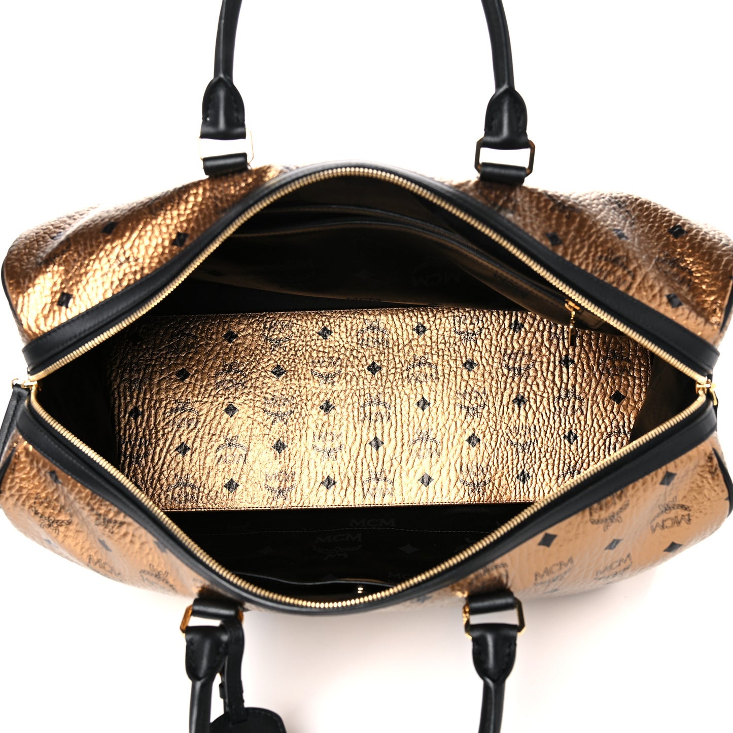 Metallic Visetos Traveler Weekender Duffle Bag Gold