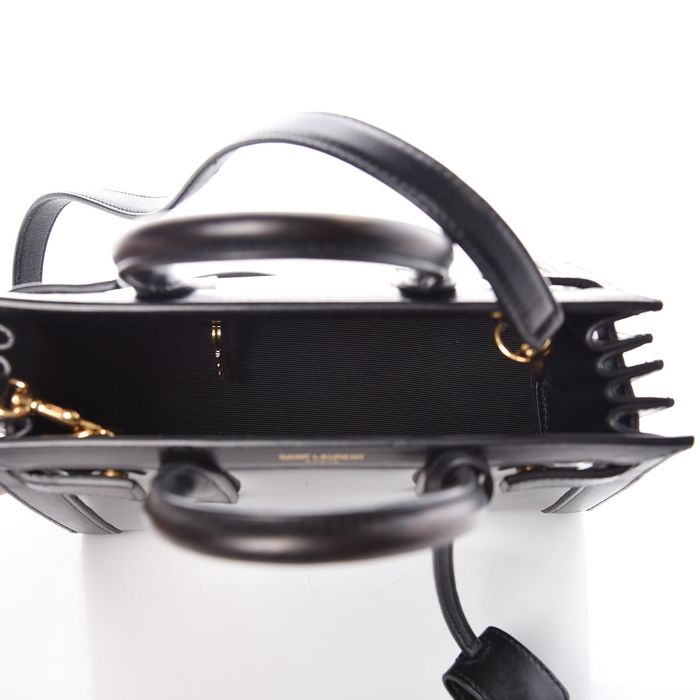 Patent Calfskin Nano Sac de Jour Black