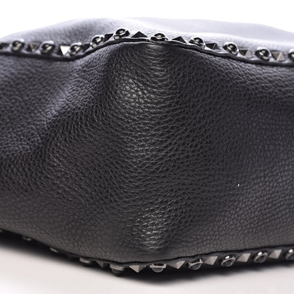 Valentino Garavani Stampa Alce Calfskin Medium Guitar Strap Rockstud Rolling Reversible Tote Black 14 of 19