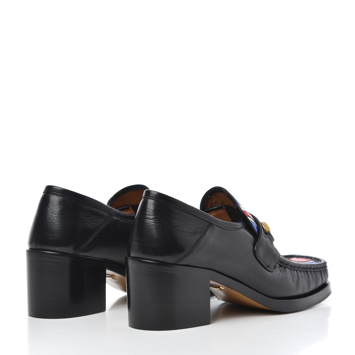 Gucci Lambskin Union Jack Horsebit Loafer Pumps 38 Black 4 of 14