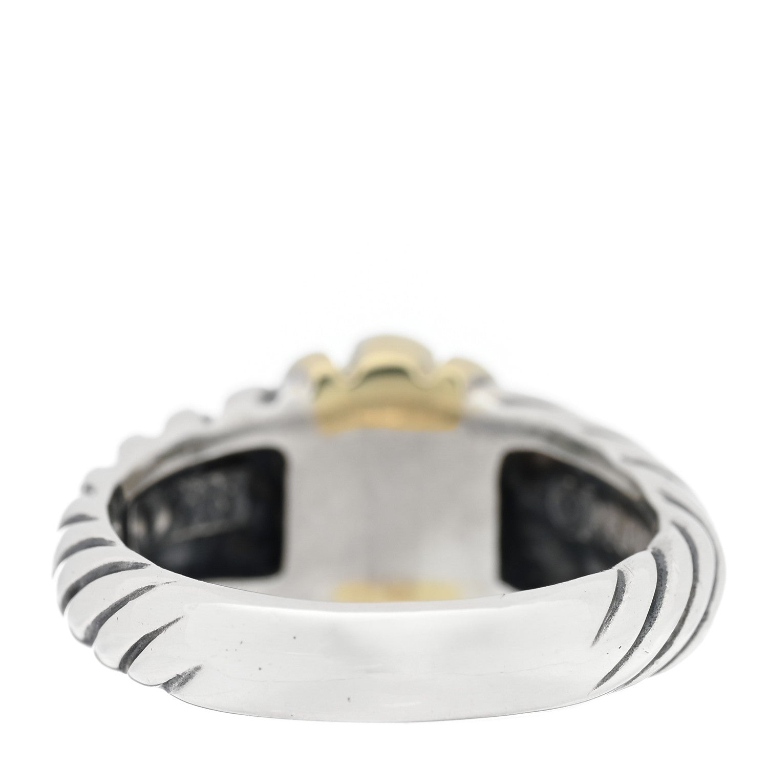 David Yurman Sterling Silver 14K Yellow Gold Thoroughbred Cable Ring 52 6 3 of 4