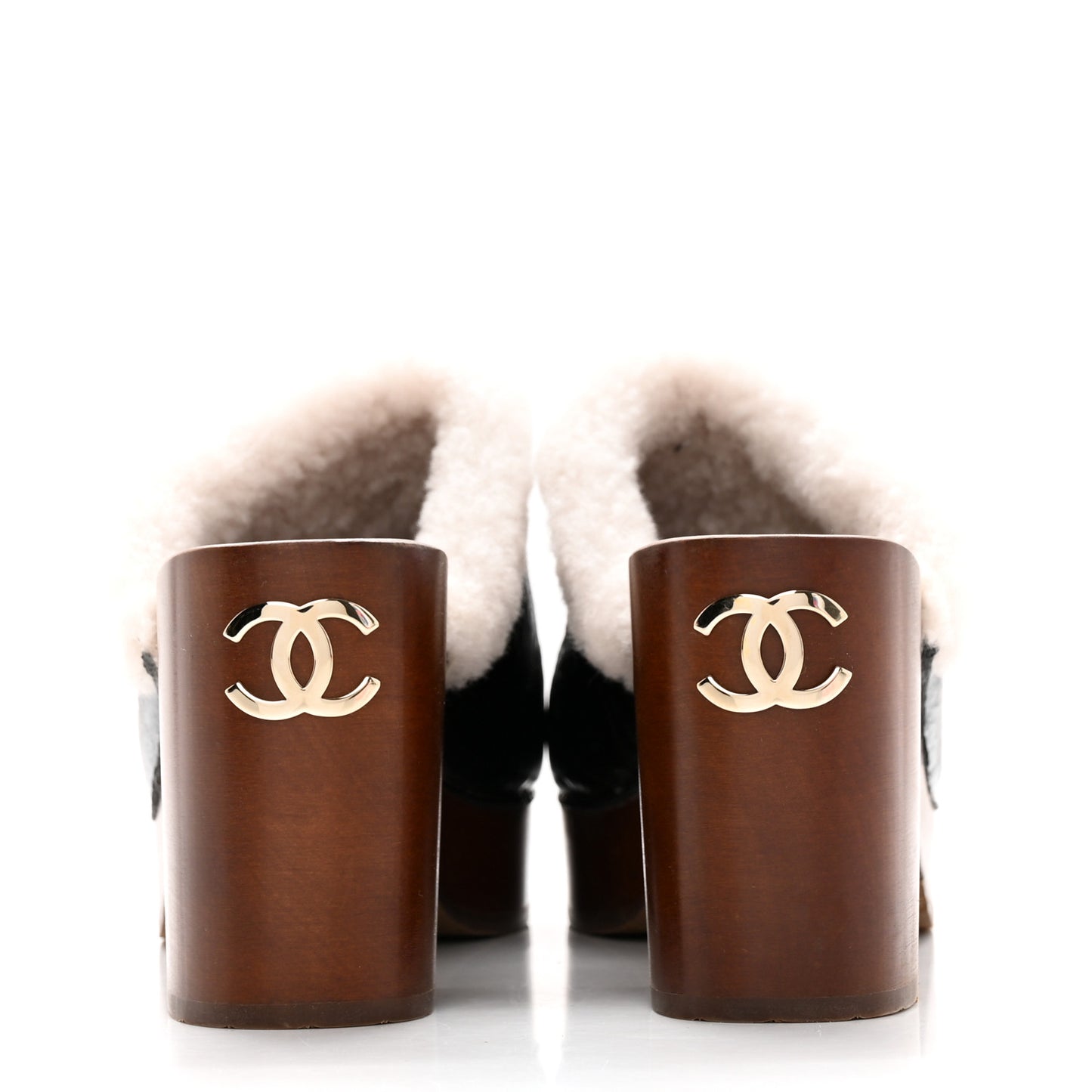 Crackled Sheepskin CC Mules 40 Black