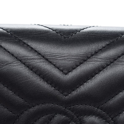 Gucci Calfskin Matelasse GG Marmont Chain Wallet Black 9 of 10