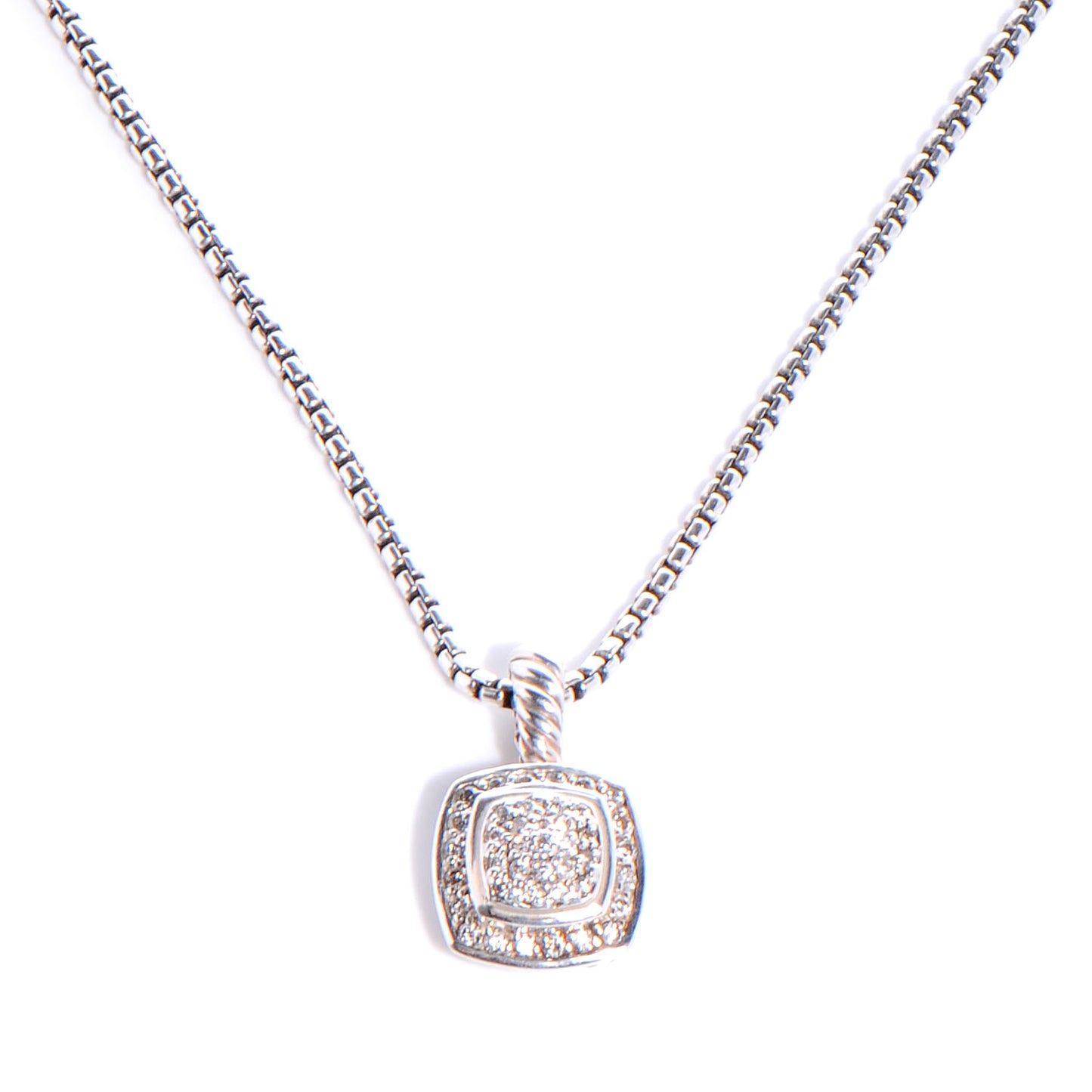 Sterling Silver Diamond Pave 7mm Petite Albion Pendant Necklace