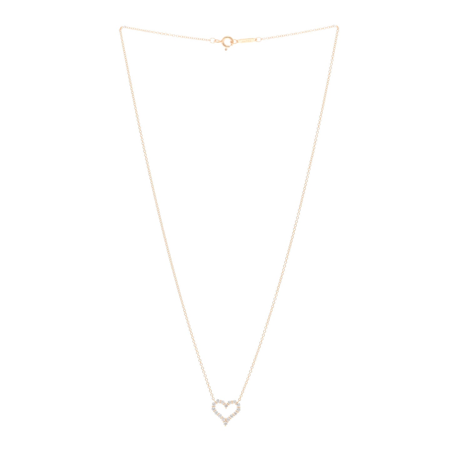 18K Rose Gold Diamond Mini Heart Pendant Necklace