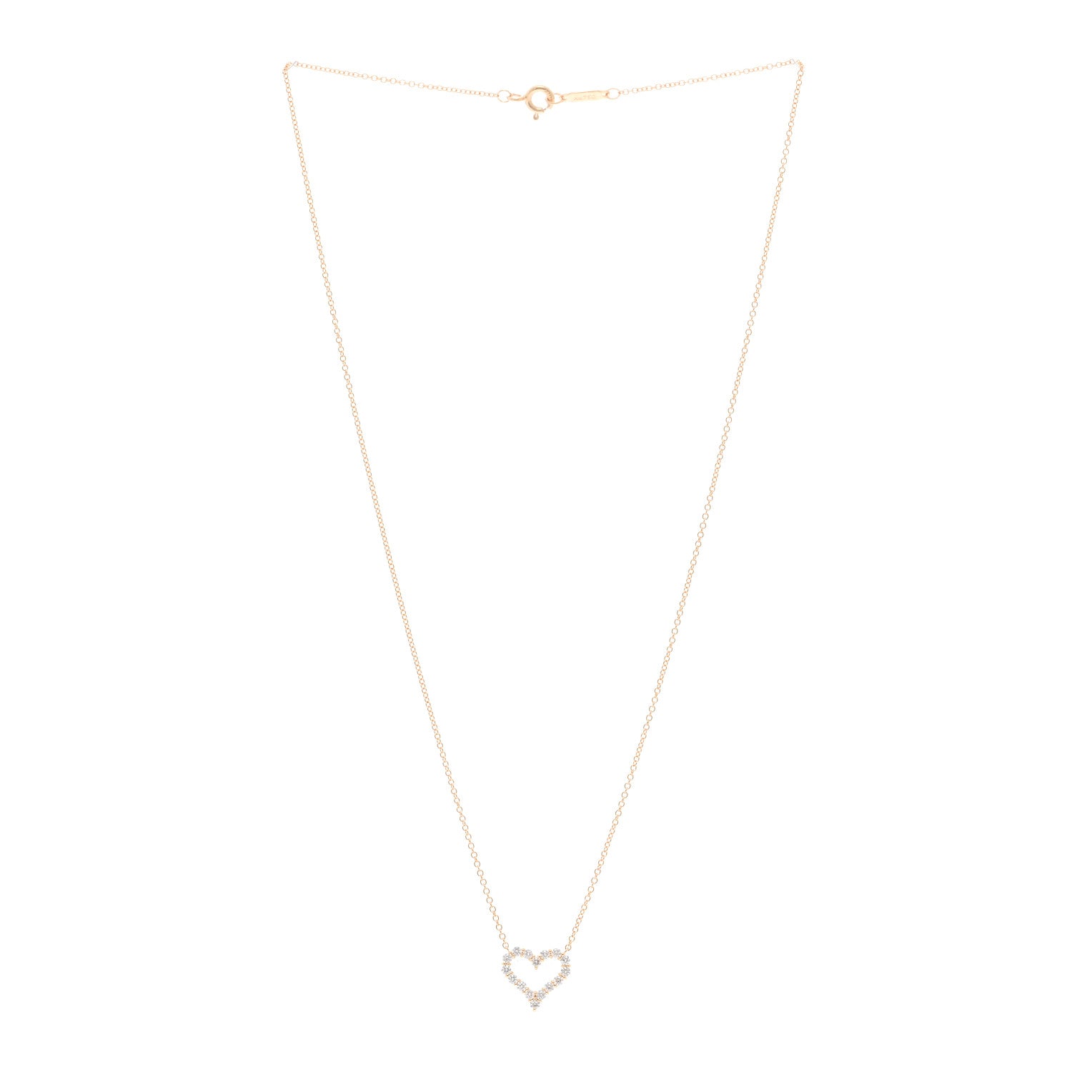 Tiffany 18K Rose Gold Diamond Mini Heart Pendant Necklace 3 of 4