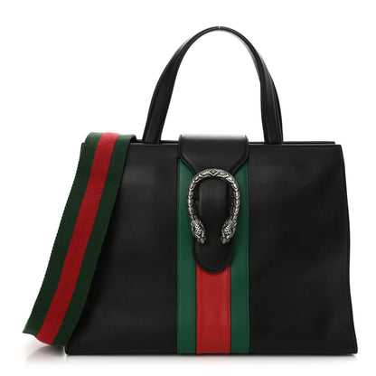 Gucci Calfskin Web Medium Dionysus Tote Bag Black 1 of 11