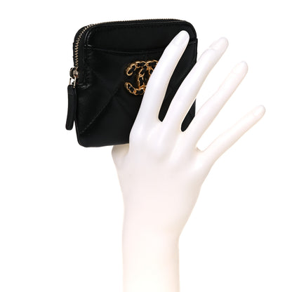 Chanel Lambskin Quilted Chanel 19 Zip Card Holder Wallet Black 2 of 8
