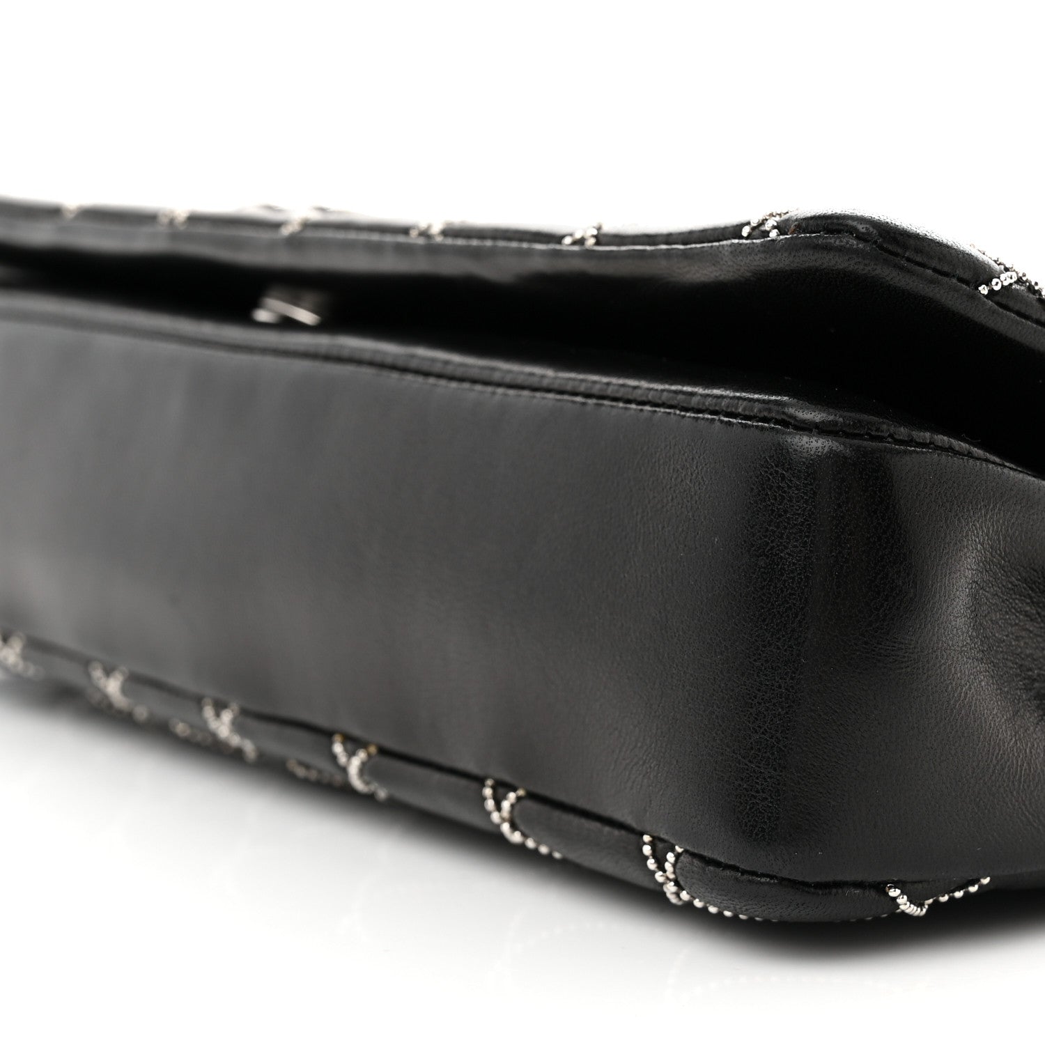 Chanel Lambskin Studded Medium Metal Beauty Flap Black 10 of 11