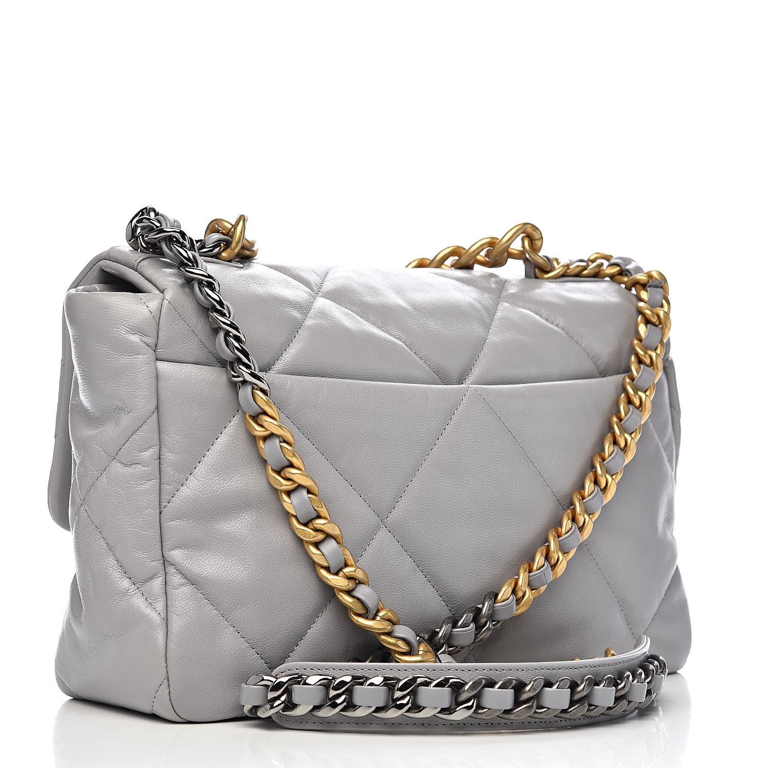 Chanel Goatskin Quilted Large 19 Flap Grey 3 of 11