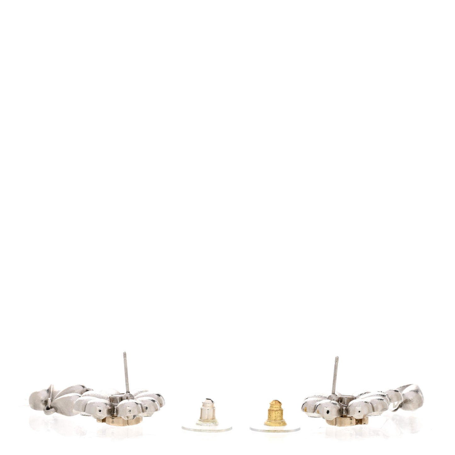 Crystal CC Clover Heart Drop Earrings Silver Gold
