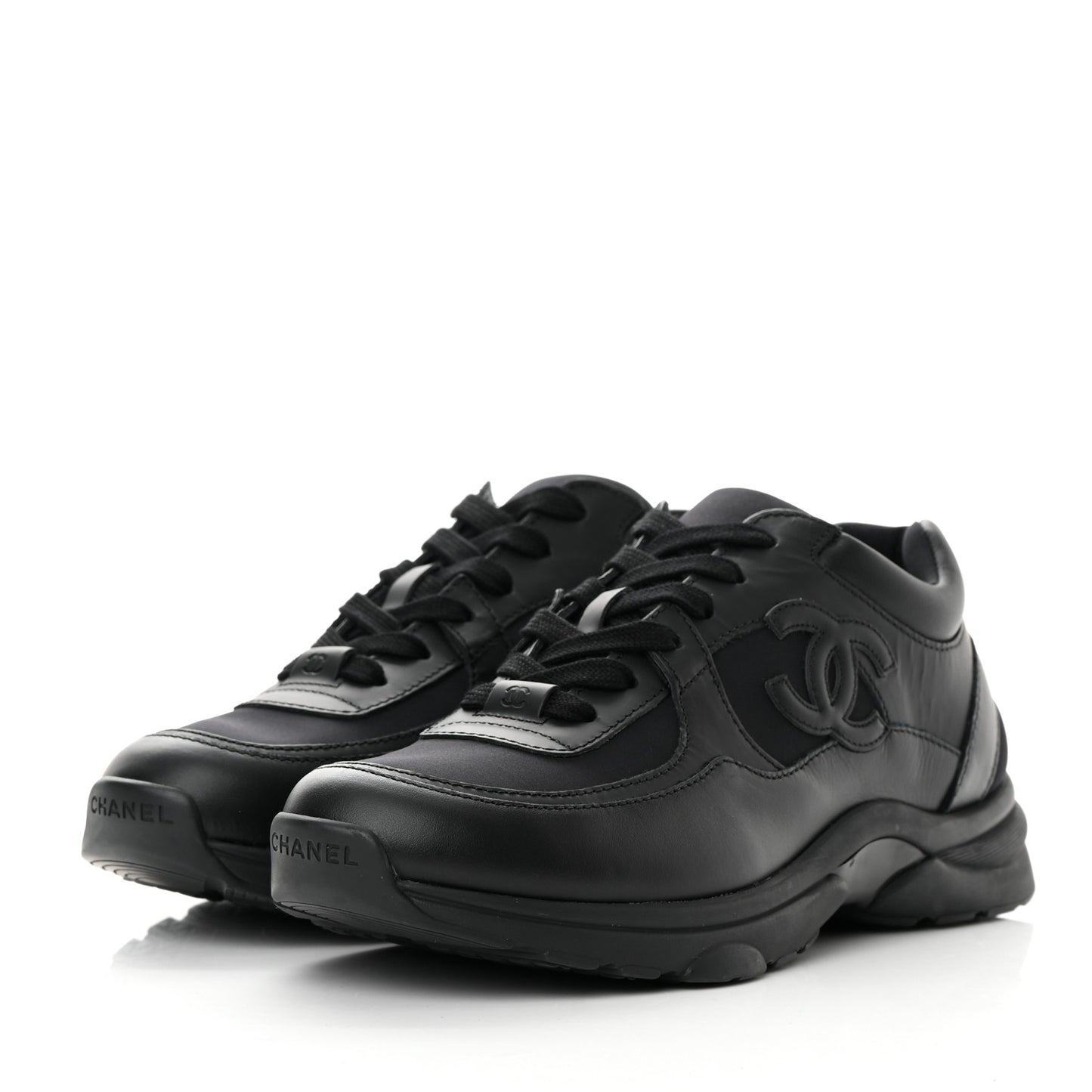 Fabric Calfskin Suede Mens CC Uniform Sneakers 41 Black