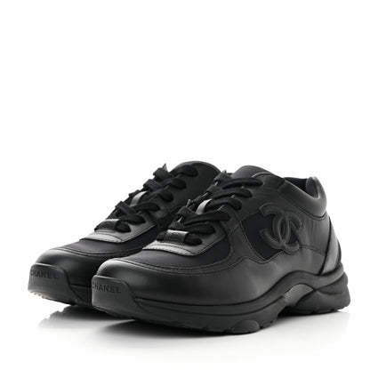 Chanel Fabric Calfskin Suede Mens CC Uniform Sneakers 41 Black 3 of 10