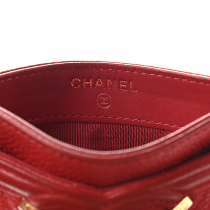 Chanel Caviar Quilted Filigree Card Holder Dark Red 7 of 8
