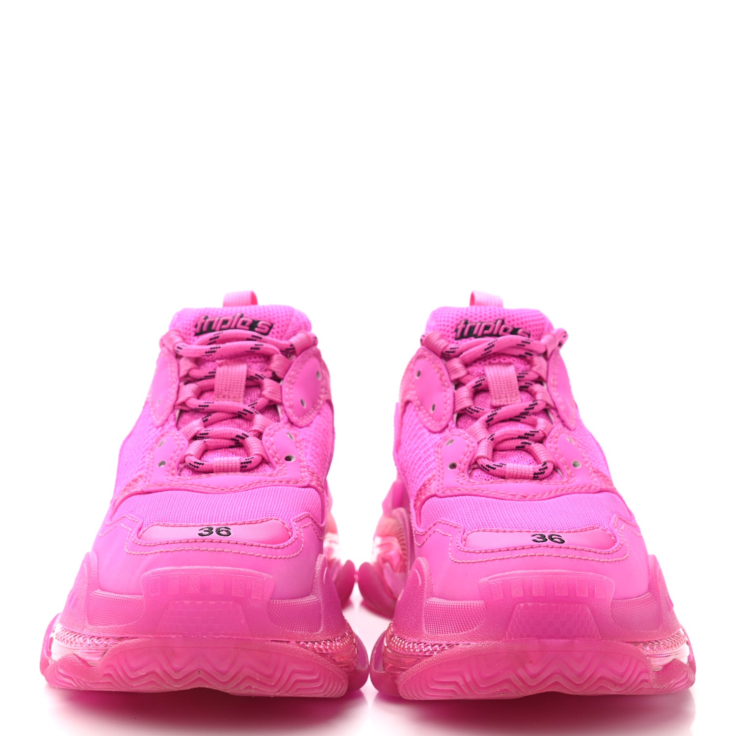 Balenciaga Fabric Mesh Clear Sole Fluo Womens Triple S Sneakers 36 Pink 2 of 7