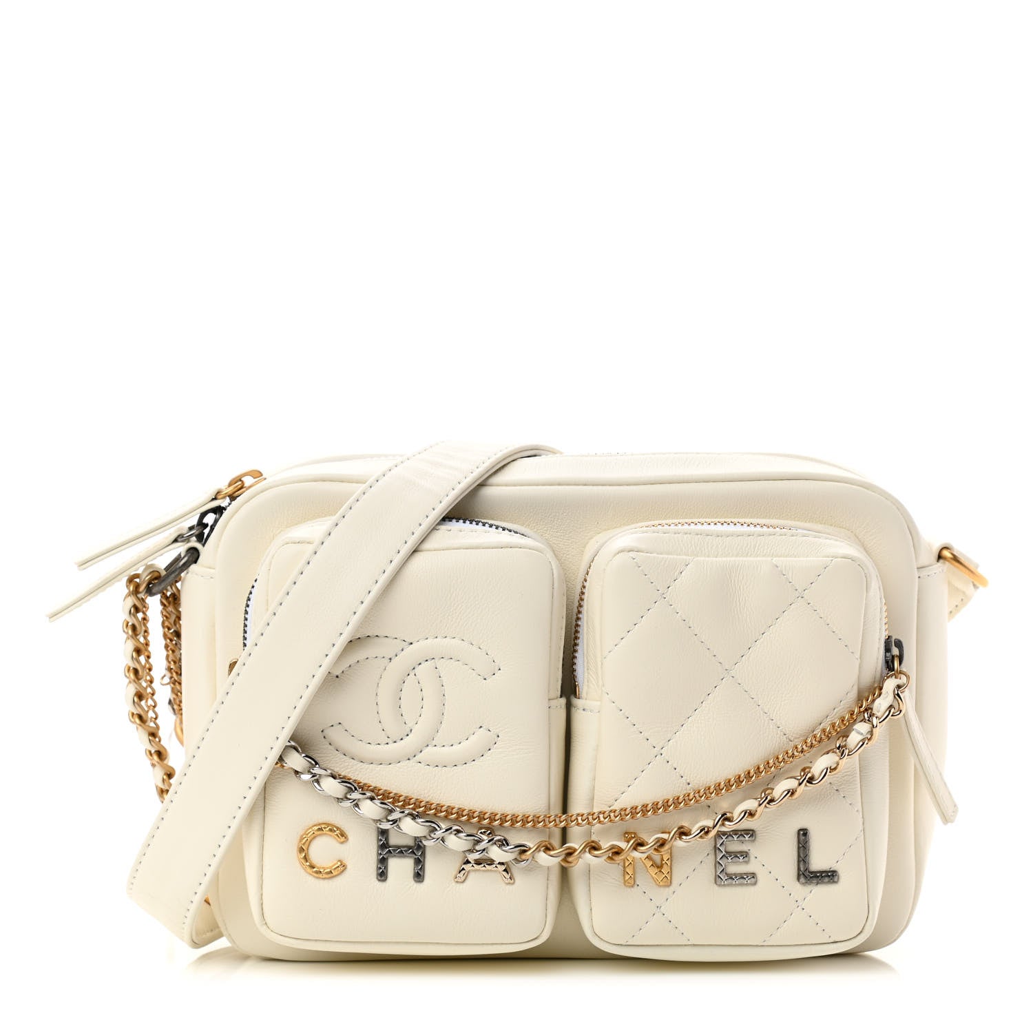Chanel Calfskin Quilted Small Camera Case White 1 of 10
