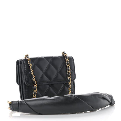Chanel Lambskin Quilted Card Holder with Chain Black 3 of 13