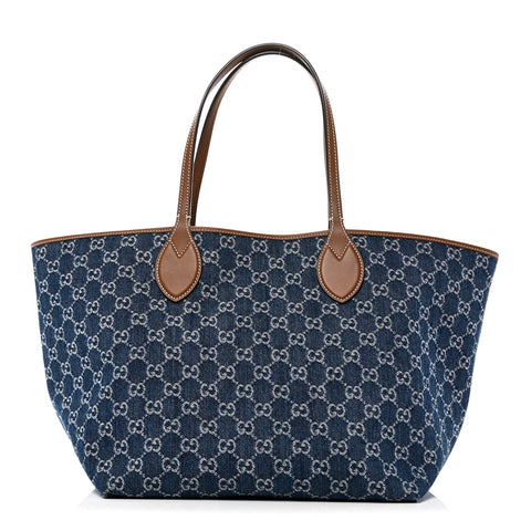 New Denim GG Monogram Calfskin Large Totissima Tote Blue