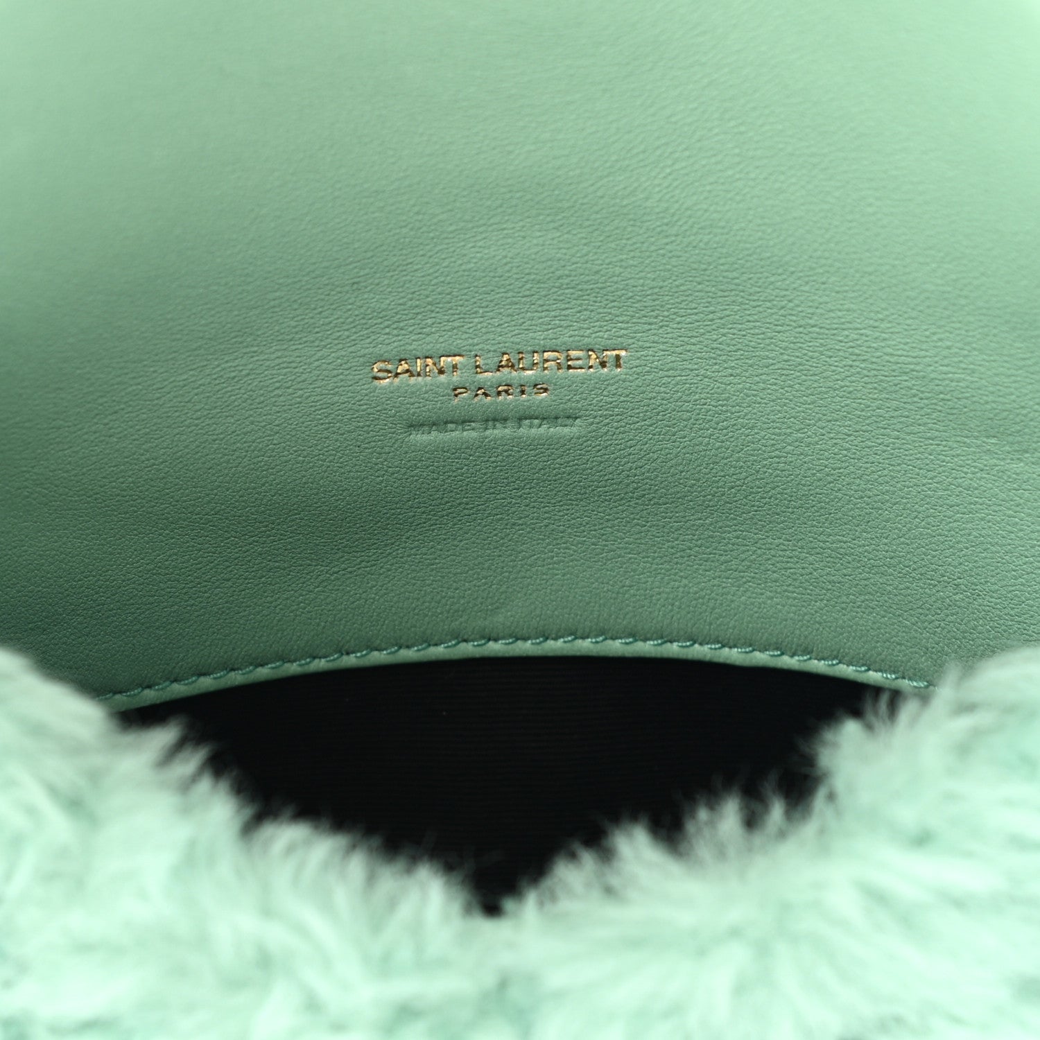 Saint Laurent Shearling Quilted Monogram Loulou Puffer Pouch Clutch Iced Mint Iced Mint 6 of 10