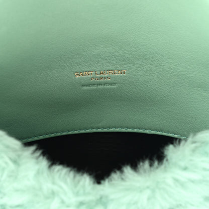 Saint Laurent Shearling Quilted Monogram Loulou Puffer Pouch Clutch Iced Mint Iced Mint 6 of 10