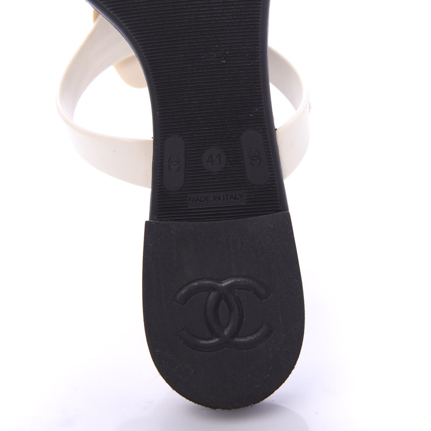 Jelly Quilted Camellia Thong Sandals 41 Black White