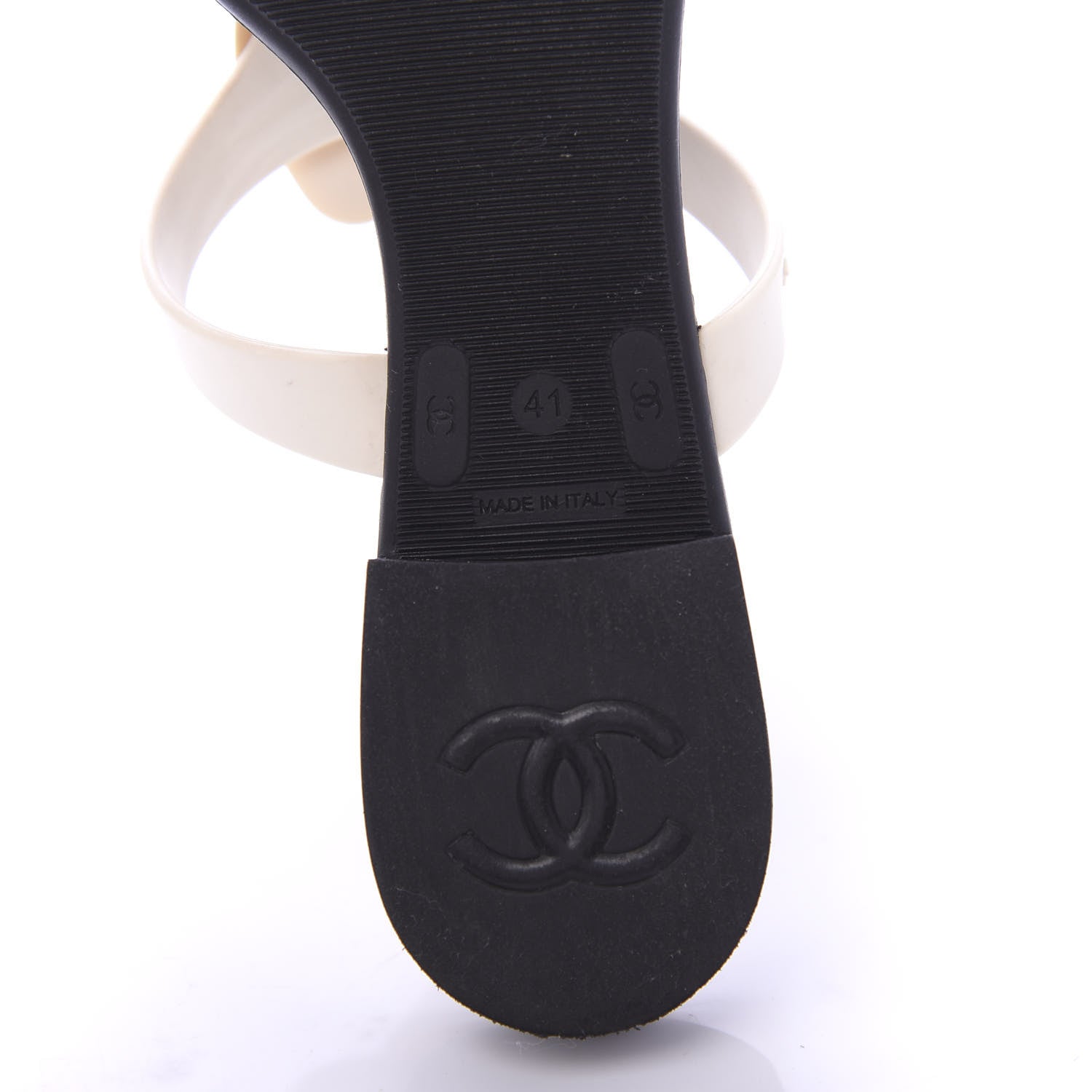 Chanel Jelly Quilted Camellia Thong Sandals 41 Black White 6 of 8