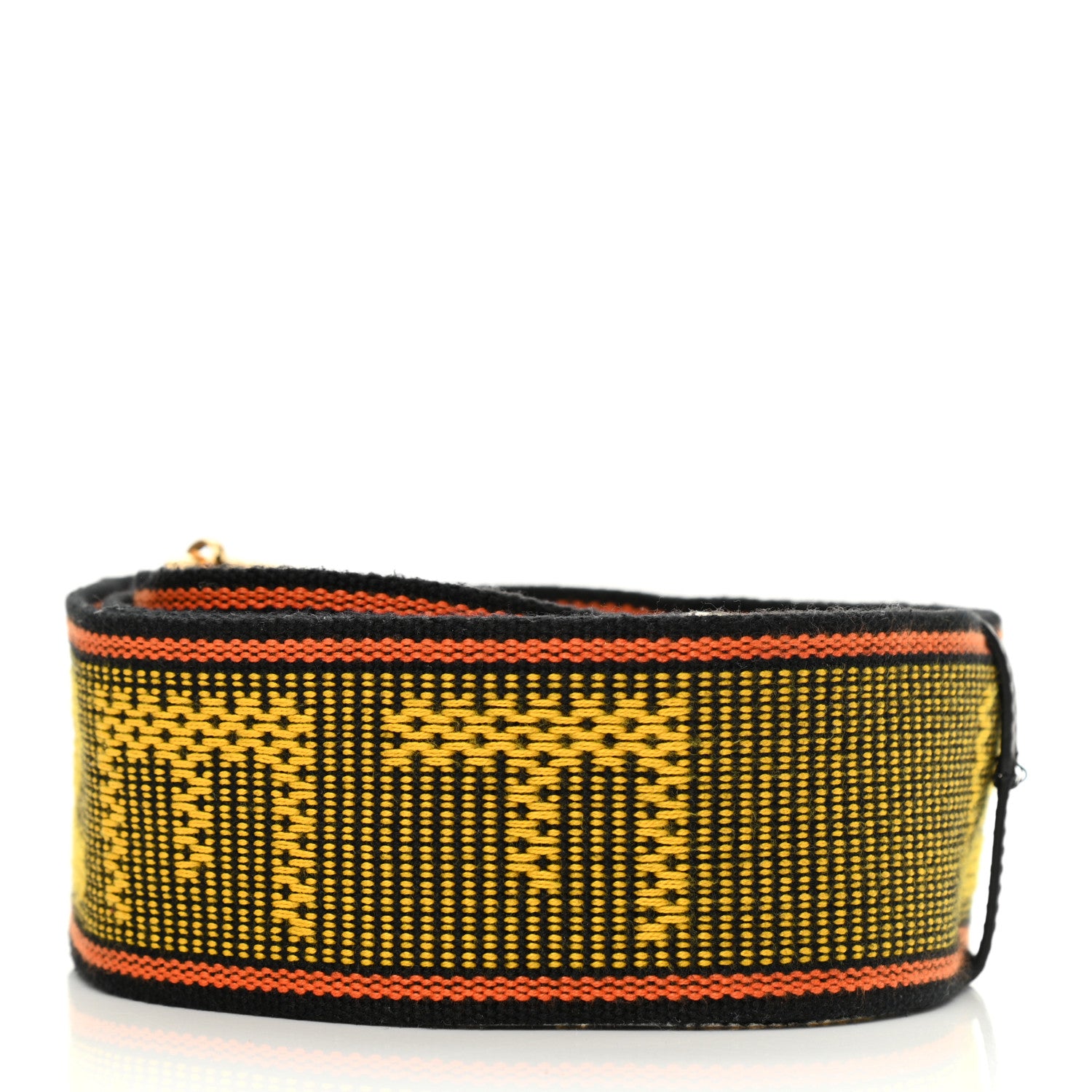Fendi Cannete Ribbon Poly Vitello Century Logo Adjustable Strap You Giallo Black 2 of 6