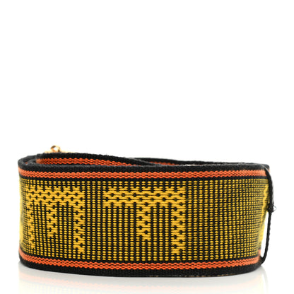 Fendi Cannete Ribbon Poly Vitello Century Logo Adjustable Strap You Giallo Black 2 of 6