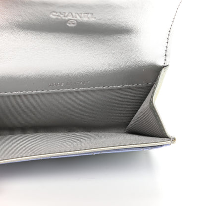 Chanel Gradient Metallic Calfskin Quilted Flap Card Holder Wallet Silver Blue Yellow Purple 5 of 9