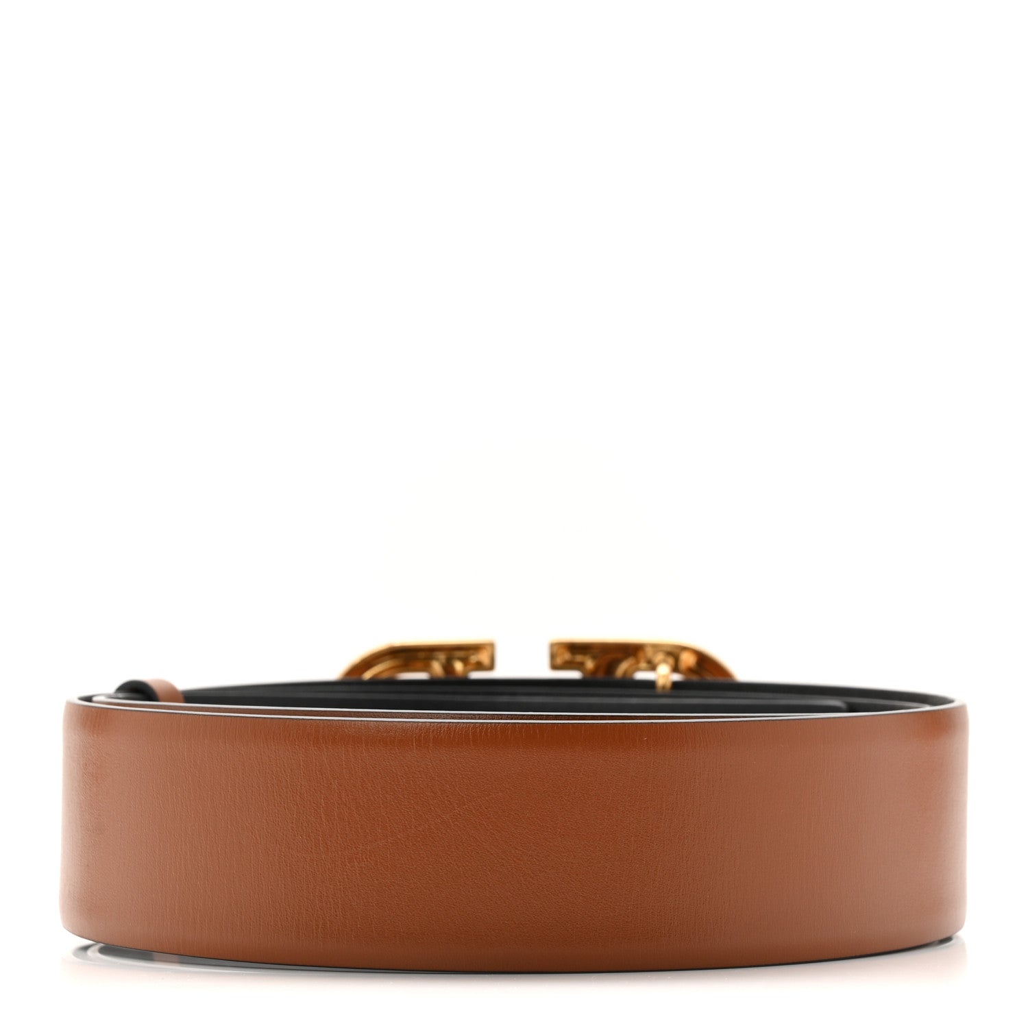 Valentino Garavani Glossy Calfskin VLogo Reversible 40mm Belt 90 36 Saddle Brown Black 4 of 7