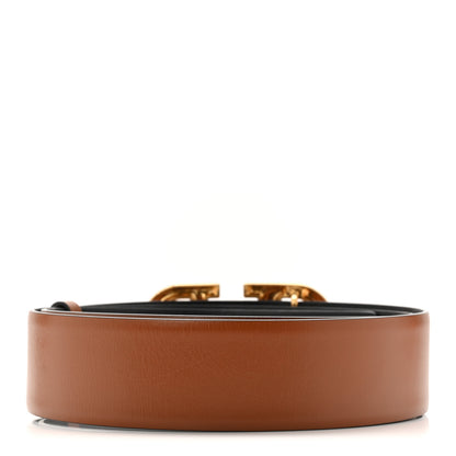 Valentino Garavani Glossy Calfskin VLogo Reversible 40mm Belt 90 36 Saddle Brown Black 4 of 7