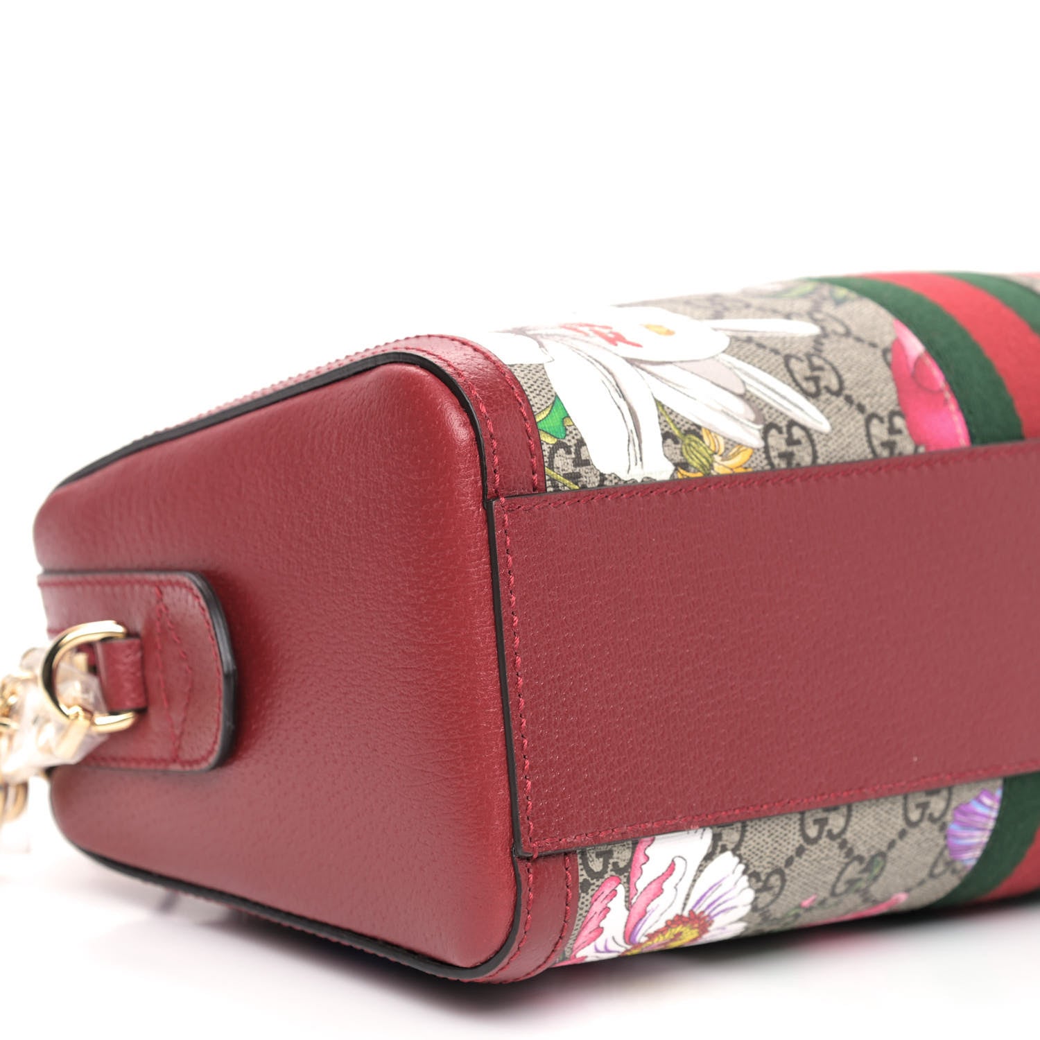 Gucci GG Supreme Monogram Flora Web Medium Ophidia Boston Red 7 of 8
