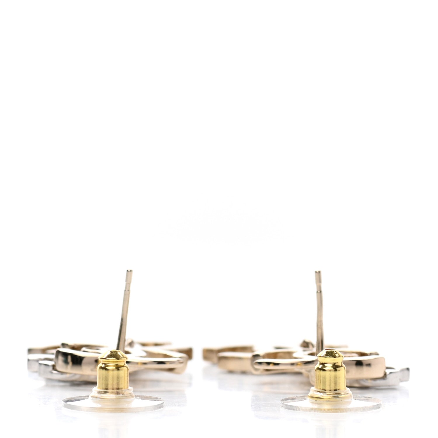 Chanel Crystal Pearl Double CC Drop Earrings Gold Silver 3 of 4