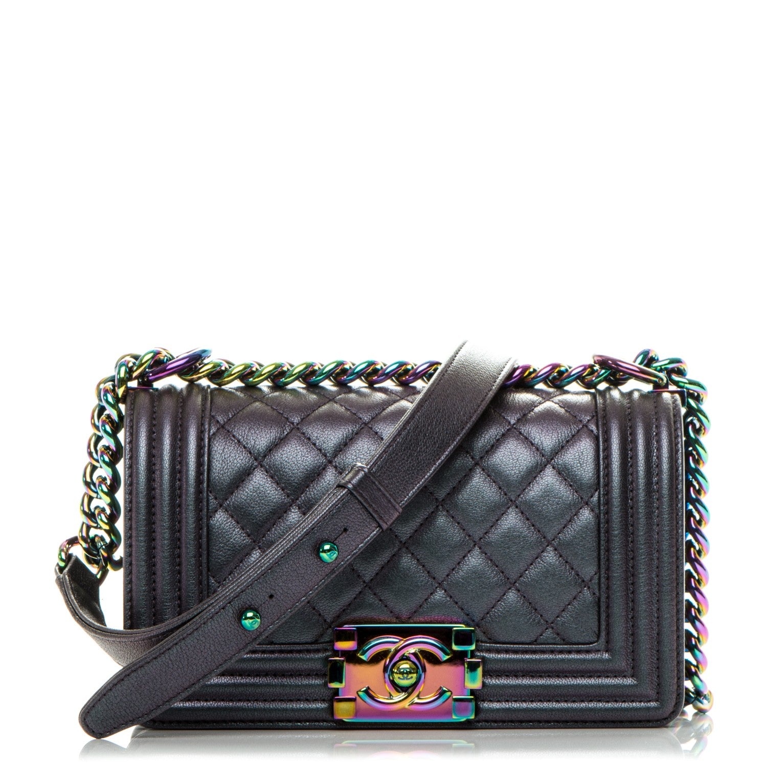Chanel Iridescent Goatskin Quilted Small Boy Flap Purple 1 of 7