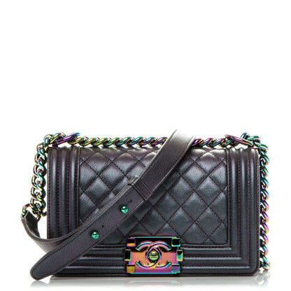 Chanel Iridescent Goatskin Quilted Small Boy Flap Purple 1 of 7