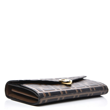 Fendi Vitello Soft F is Fendi Bi-Color FF 1974 Embossed Continental Envelope Wallet Maya Black 3 of 7